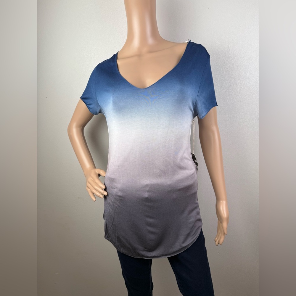 Young Fabulous & Broke‎ Ombre Blouse Blue Tie Dye Hi-Low Sz Small **READ**